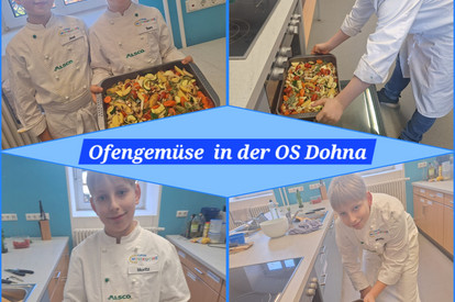 Lachsfilet auf Ofengemüse und Dip