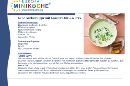 Kalte Gurkensuppe und Curry-Baguette