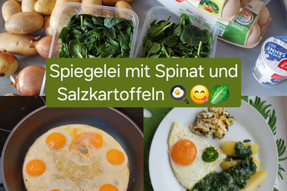 Spinat mit Kartoffeln und Spiegelei